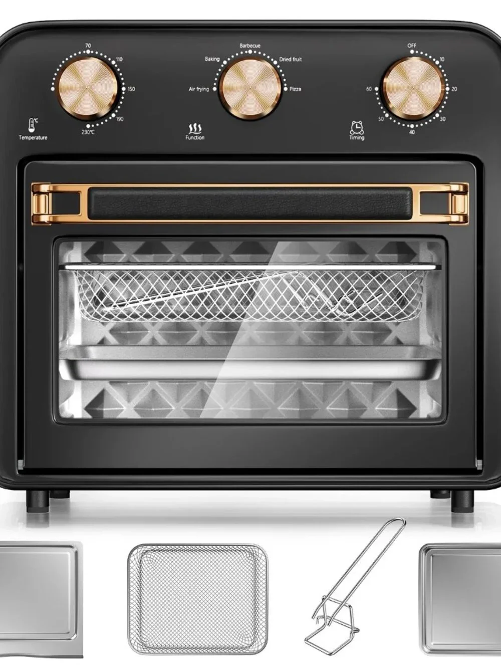 Tinana 5-in-1 Air Fryer Toaster Oven, 1300W, 17 Quart, Oil-Less Cooking Combo